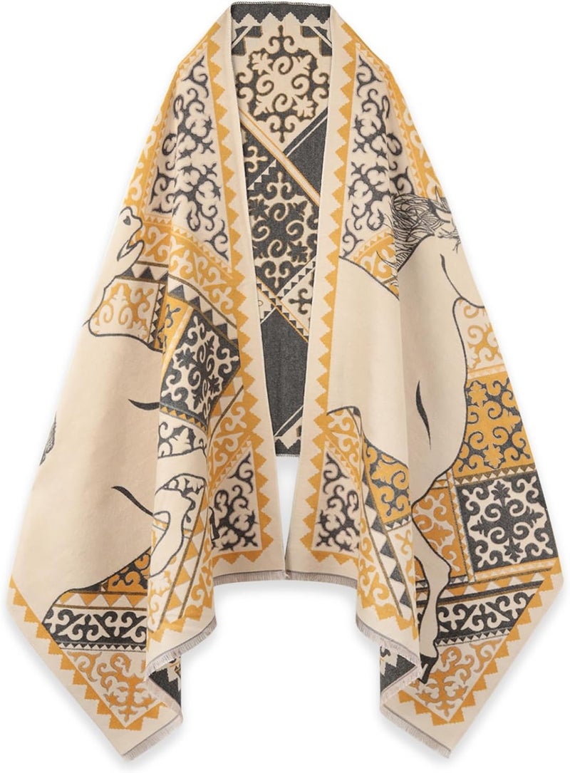 EXTREE Scarfs for Women Pashmina Silky Shawl Wrap for Evening Dressing Blanket Open Front Poncho Cape - Image 4